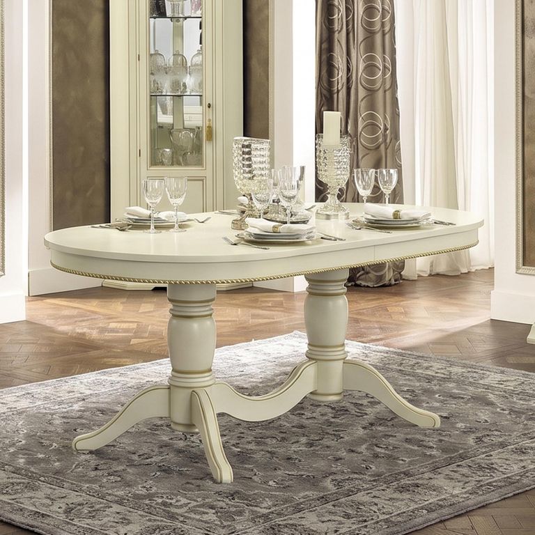Treviso Italian Extending Dining Table - 160cm-240cm - 6-10 Seater - Oval - White Ash