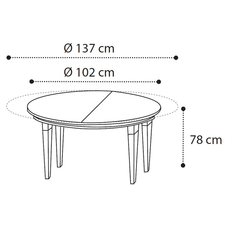 Treviso Italian Extending Dining Table - 102cm-137cm - 4-6 Seater - Round - White Ash