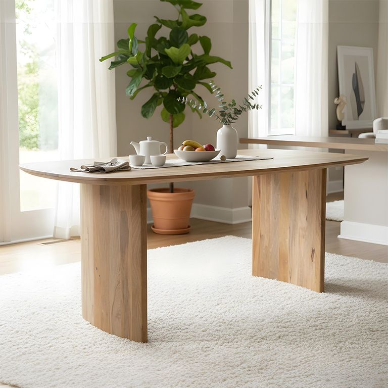 Sindhu Natural Mango Wood 6 Seater 180cm Curved Dining Table