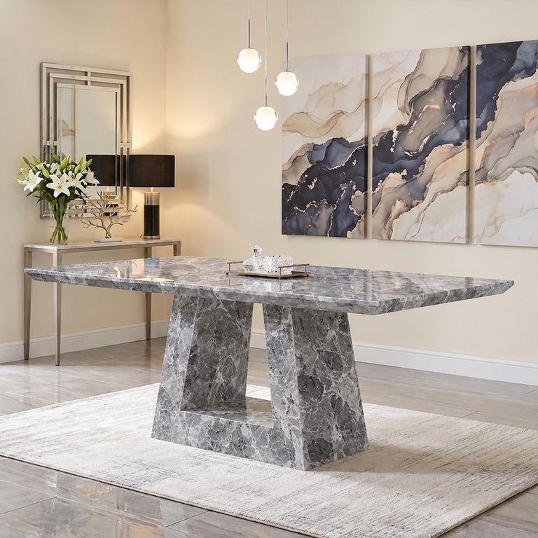 Milan Grey Marble Dining Table - Sizes Available