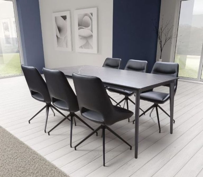 Amalfi Dining Table - Black Ceramic - 6 Seater - 180cm