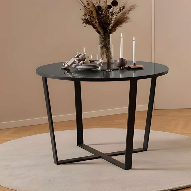Amble Round Dining Table - 4 Seater - 110cm - Black Marble Effect