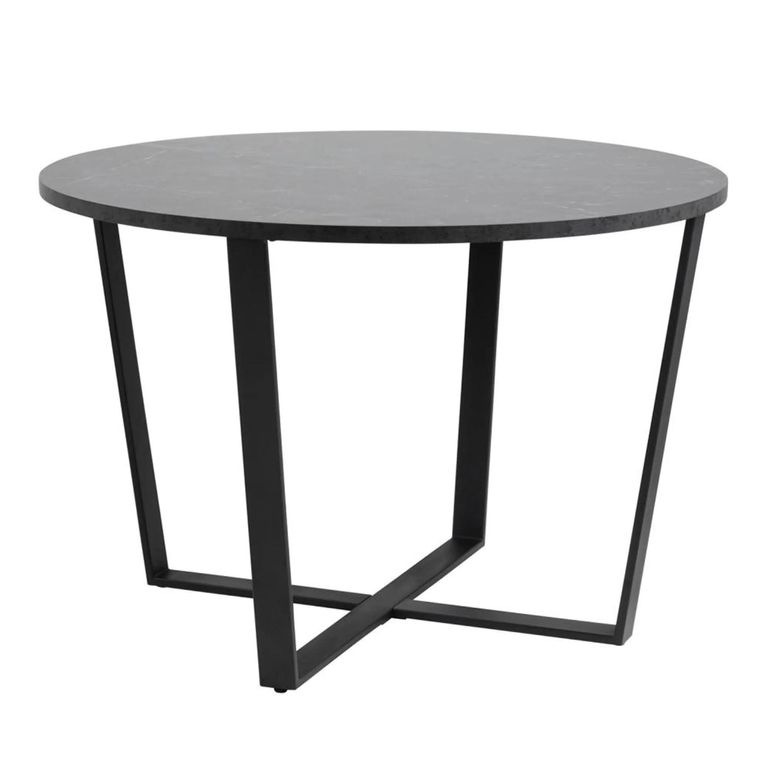Amble Round Dining Table - 4 Seater - 110cm - Black Marble Effect