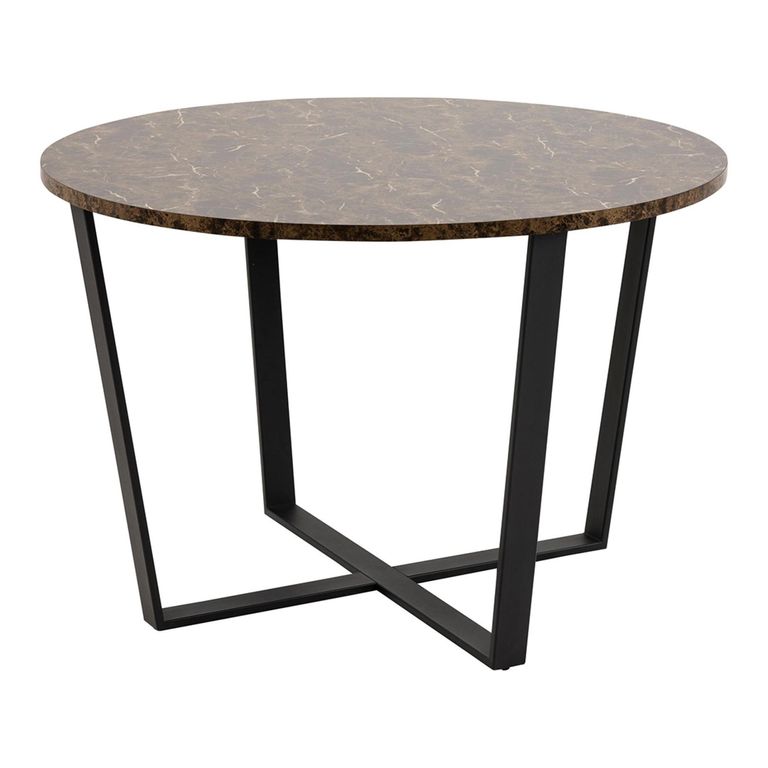 Amble Dining Table - 4 Seater - Round - 110cm - Brown Marble Effect