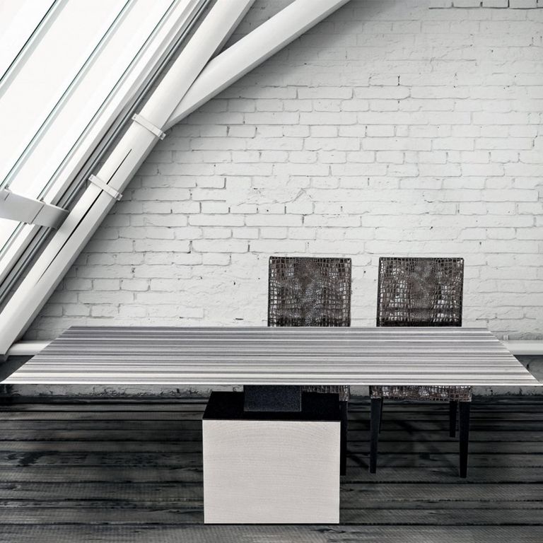 Athena Dining Table - Thin - Marble with Steel Pedestal Base - Variation Available