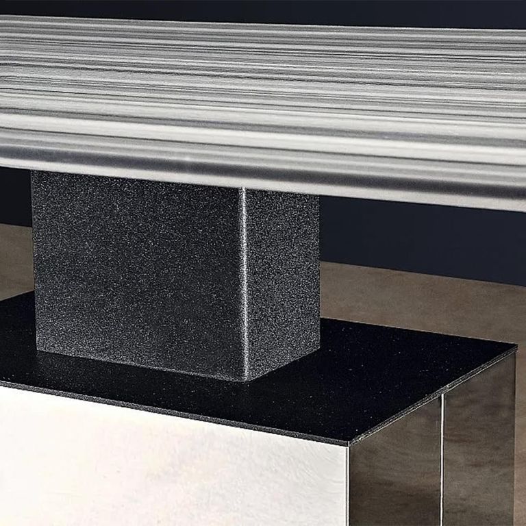 Athena Dining Table - Thin - Marble with Steel Pedestal Base - Variation Available