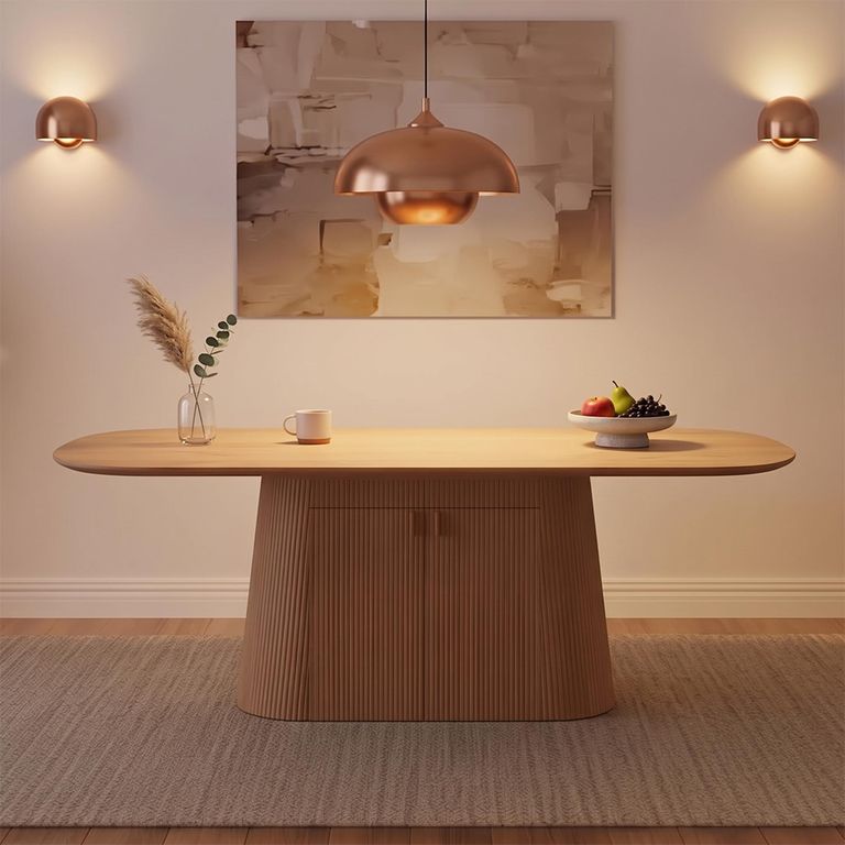 Austin Storage Dining Table - 200cm - 8 Seater - Fluted - Natural - Mango Wood