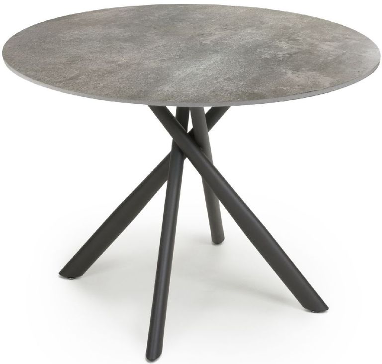 Avesta Dining Table - 4 Seater - 100cm - Round - Grey Marble Effect