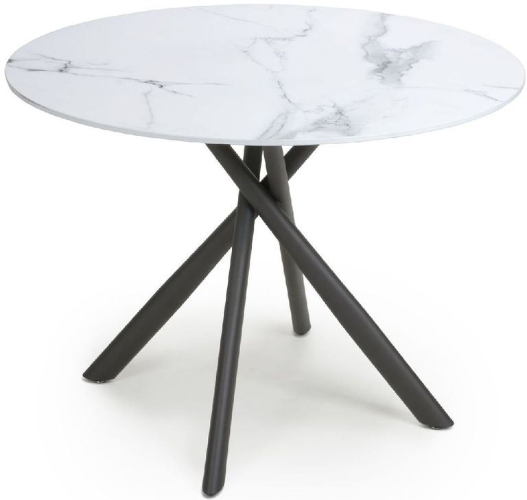 Avesta Dining Table - 4 Seater - 100cm - Round - White Marble Effect
