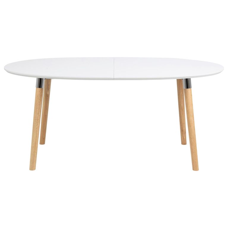 Belina Extending Oval Dining Table - 6-10 Seater - 170cm-270cm - White and Wood