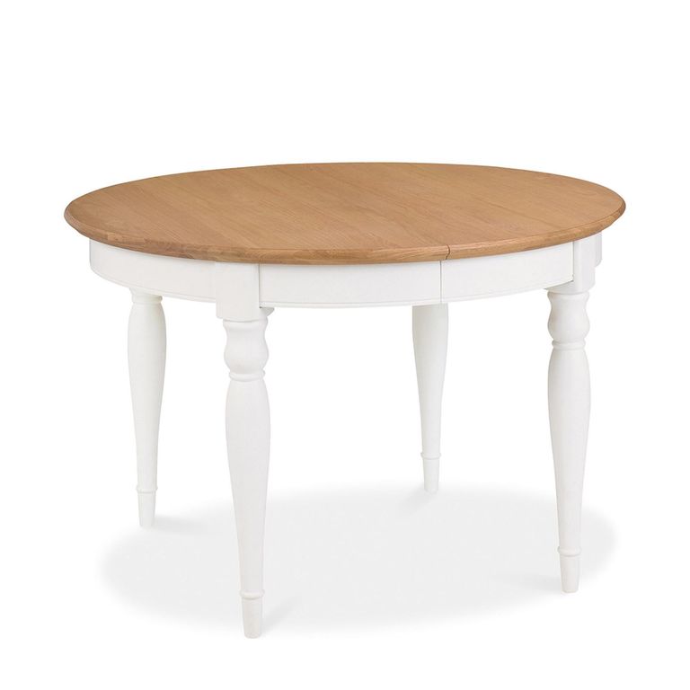 Hampstead Two Tone Round Extending Dining Table - 4-6 Seater - 120cm-165cm