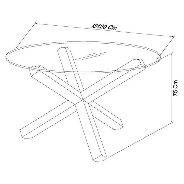 Turin Light Oak Round Dining Table - 4 Seater - 120cm - Glass Top