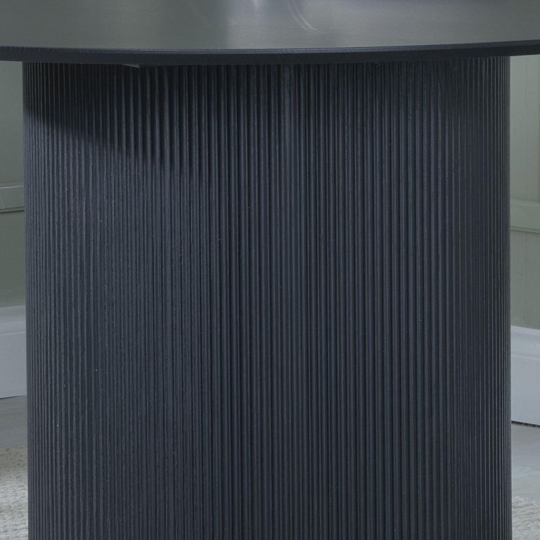 Bern Round Fluted Round Dining Table - 4 Seater - 120cm - Black - Drum Base