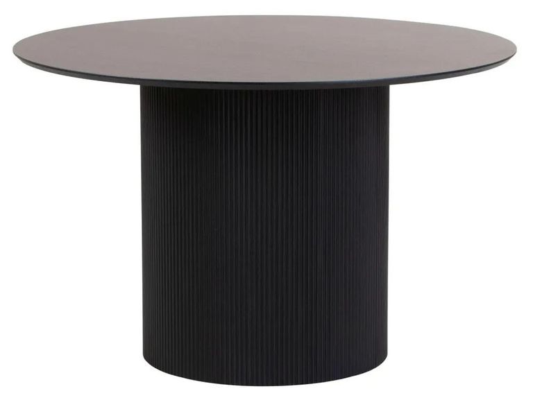 Bern Round Fluted Round Dining Table - 4 Seater - 120cm - Black - Drum Base