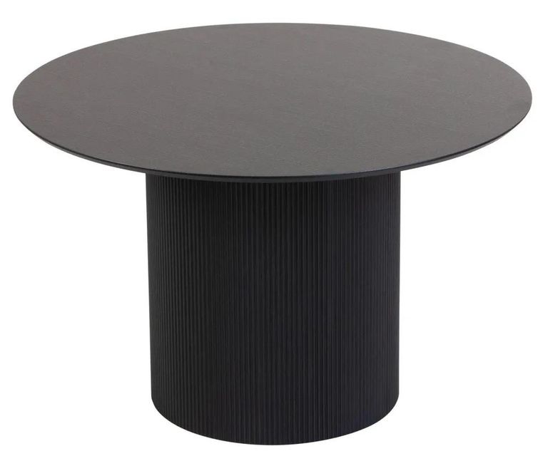 Bern Round Fluted Round Dining Table - 4 Seater - 120cm - Black - Drum Base