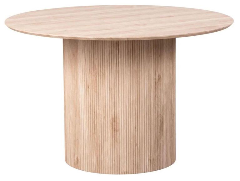 Bern Fluted Round Dining Table - 4 Seater - 120cm - Oak - Drum Base