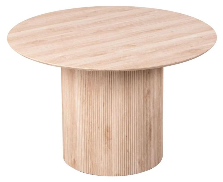 Bern Fluted Round Dining Table - 4 Seater - 120cm - Oak - Drum Base