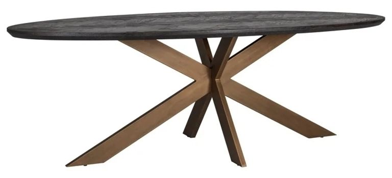 Blackbone Black and Brass 12 Seater Oval Dining Table with Spider Legs