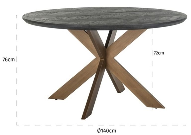 Blackbone Black and Brass 6 Seater Round Dining Table with Spider Legs