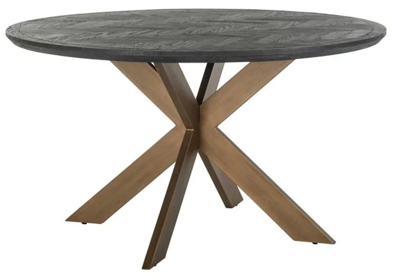 Blackbone Black and Brass 6 Seater Round Dining Table with Spider Legs