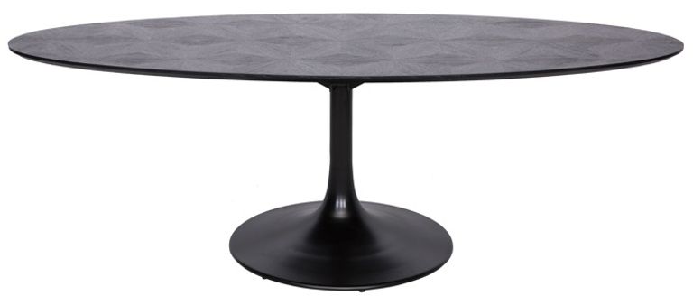 Blax Black Geometric Cube 10 Seater Oval Dining Table with Tulip Base