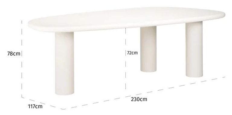 Bloomstone White Lime Plaster 8 Seater Pedestal Dining Table