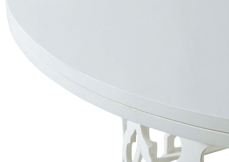 Boho Round Dining Table - 6 Seater - 140cm - White Carved Wood