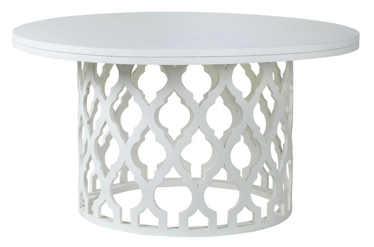Boho Round Dining Table - 6 Seater - 140cm - White Carved Wood