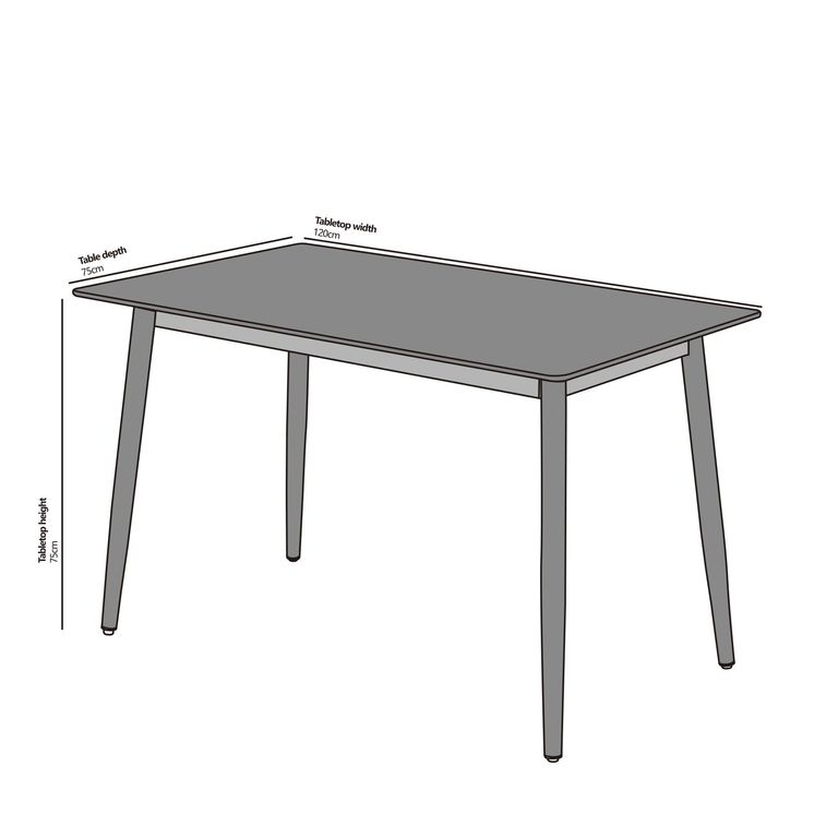 Breton Compact Dining Table - 4 Seater - 120cm - Grey Ceramic