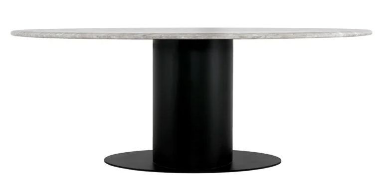 Brodman Grey Marble 8 Seater Oval Pedestal Dining Table