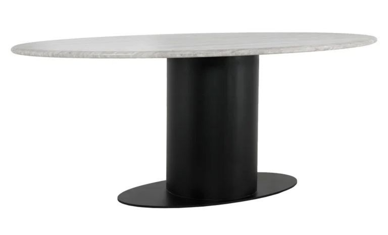 Brodman Grey Marble 8 Seater Oval Pedestal Dining Table
