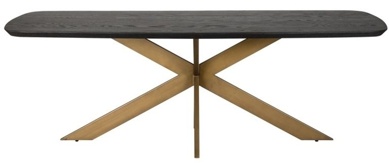 Cambon Dark Oak and Brass 12 Seater Dining Table with Spider Legs