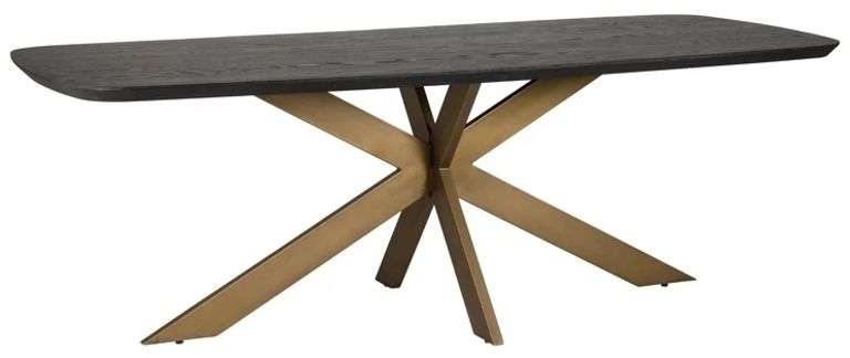 Cambon Dark Oak and Brass 12 Seater Dining Table with Spider Legs