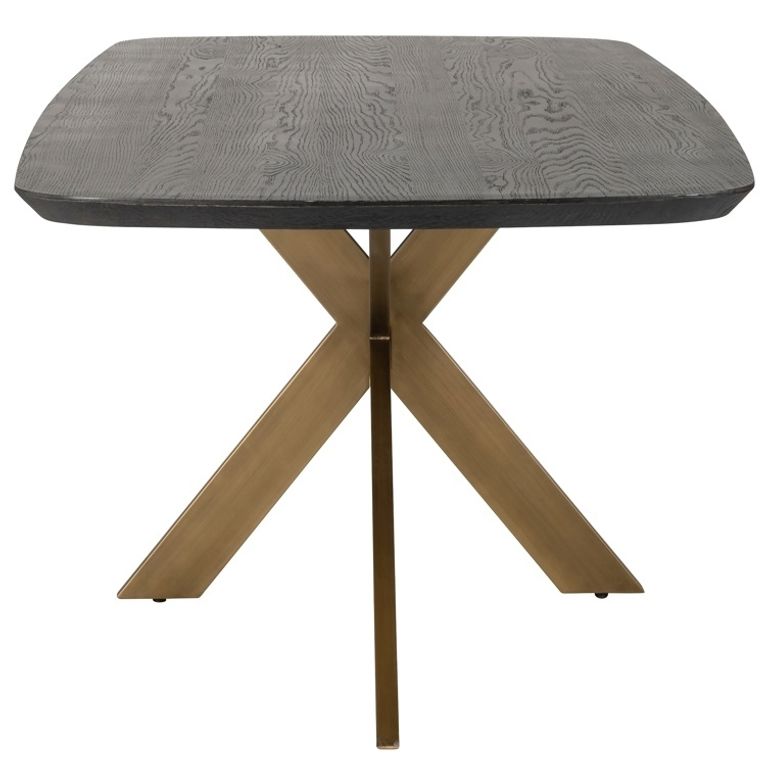 Cambon Dark Oak and Brass 8 Seater Dining Table with Spider Legs