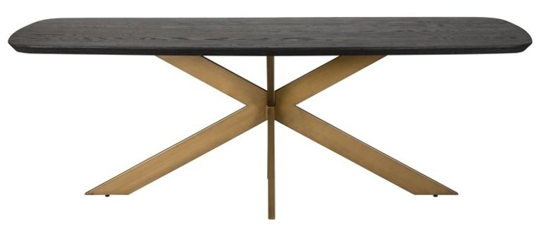 Cambon Dark Oak and Brass 8 Seater Dining Table with Spider Legs