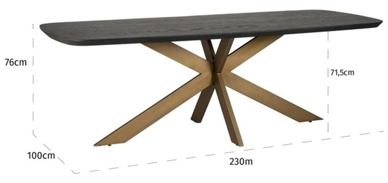 Cambon Dark Oak and Brass 8 Seater Dining Table with Spider Legs