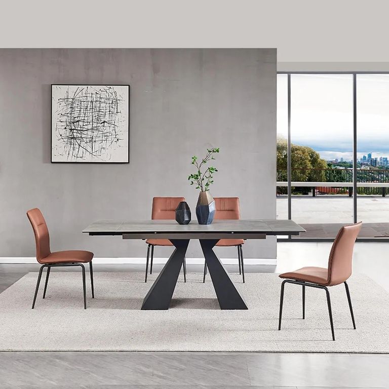 Cassino Dining Table - Extending - 4-8 Seater - 140cm-200cm - Grey Ceramic