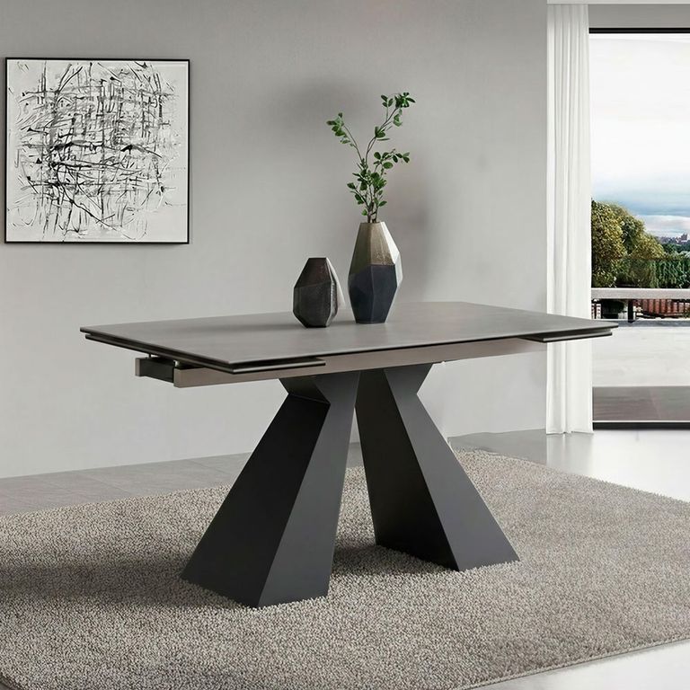 Cassino Dining Table - Extending - 4-8 Seater - 140cm-200cm - Grey Ceramic