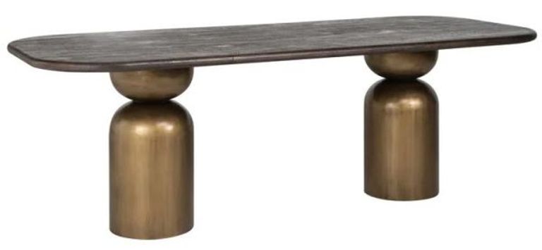 Cavo Acacia Wood 8 Seater Dining Table with Brushed Gold Pedestal Base
