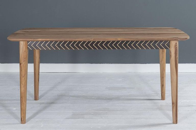 Clearance - Luxuria Sheesham Wood 6 Seater Dining Table with Black Geometric Trim