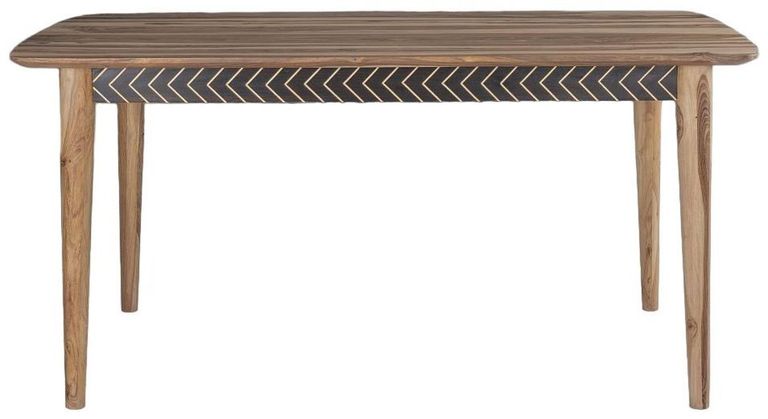Clearance - Luxuria Sheesham Wood 6 Seater Dining Table with Black Geometric Trim