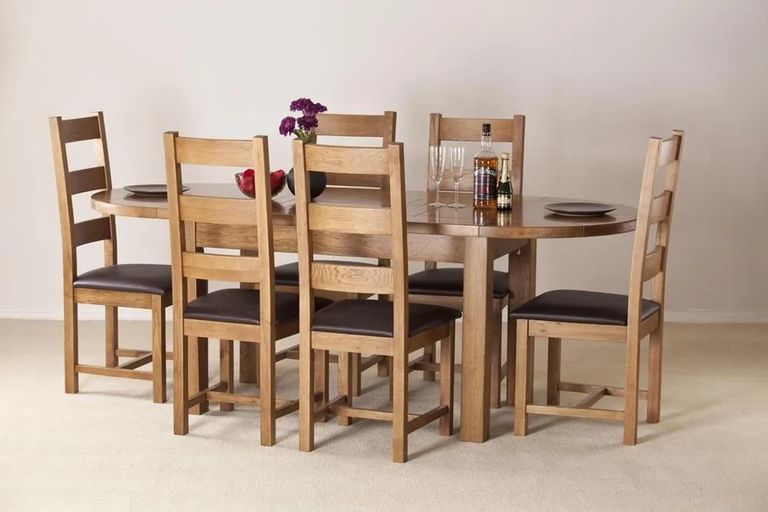 Clearance - Originals Rustic Oak Oval 6 Seater Extending Dining Table - FSS15654