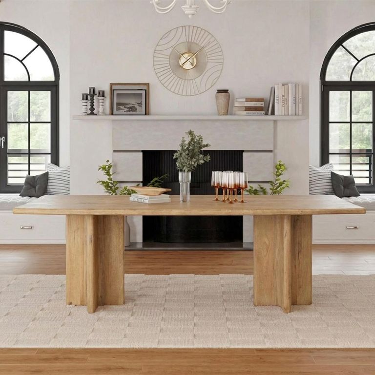 Clover Dining Table - 220cm - 8 Seater - Panel Legs - Natural - Mango Wood