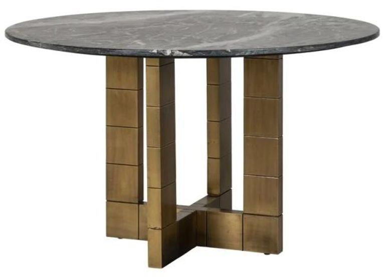 Collada Black Marble and Gold 4 Seater Round Pedestal Dining Table