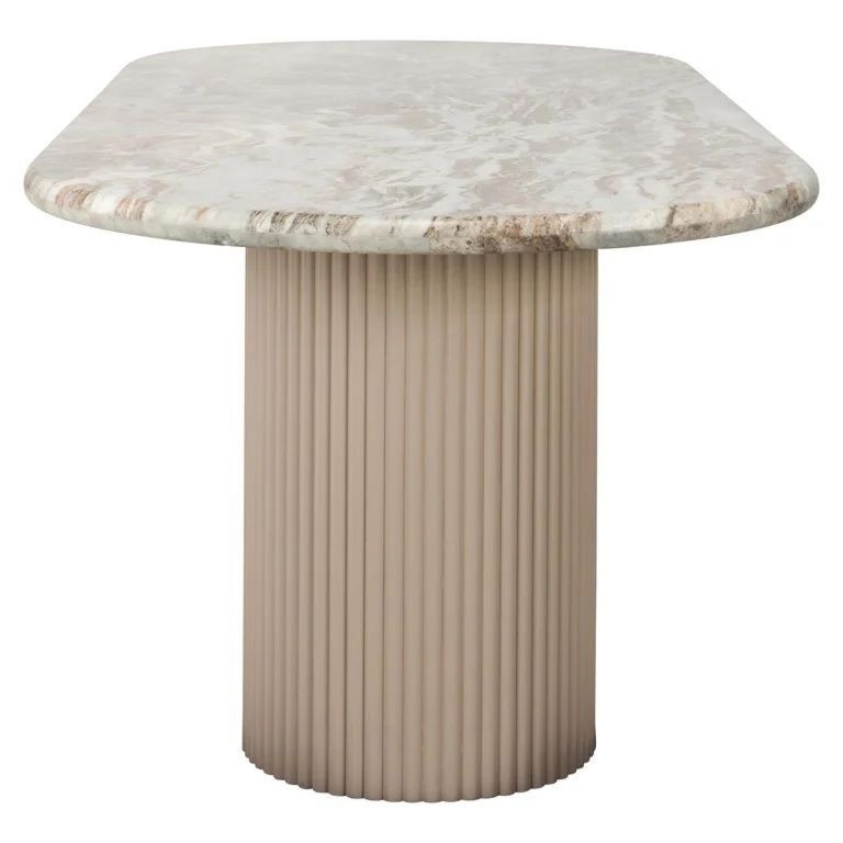 Coronel Beige Marble 10 Seater Dining Table with Fluted Pedestal Base