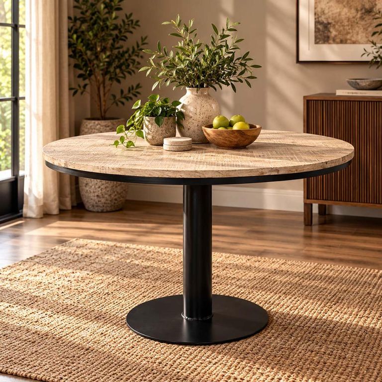 Wooden 4 Seater 107cm Round Dining Table