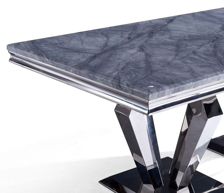 Dolce Dining Table - Grey Marble & Chrome - Sizes Available