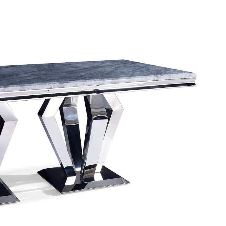 Dolce Dining Table - Grey Marble & Chrome - Sizes Available