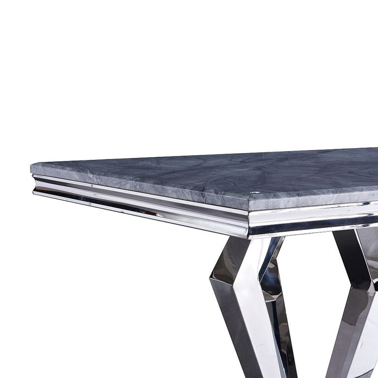Dolce Dining Table - Grey Marble & Chrome - Sizes Available