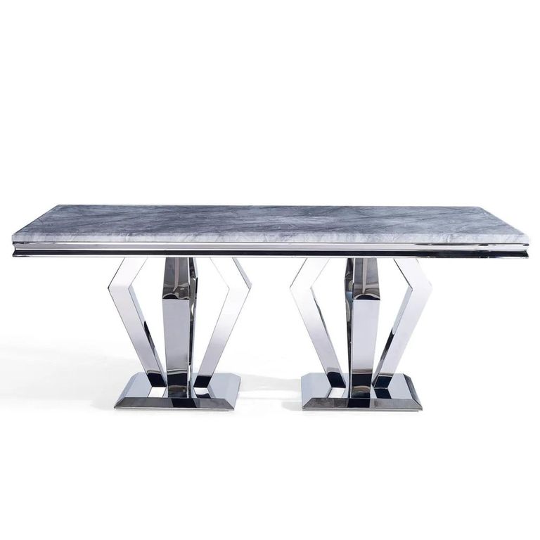 Dolce Dining Table - Grey Marble & Chrome - Sizes Available